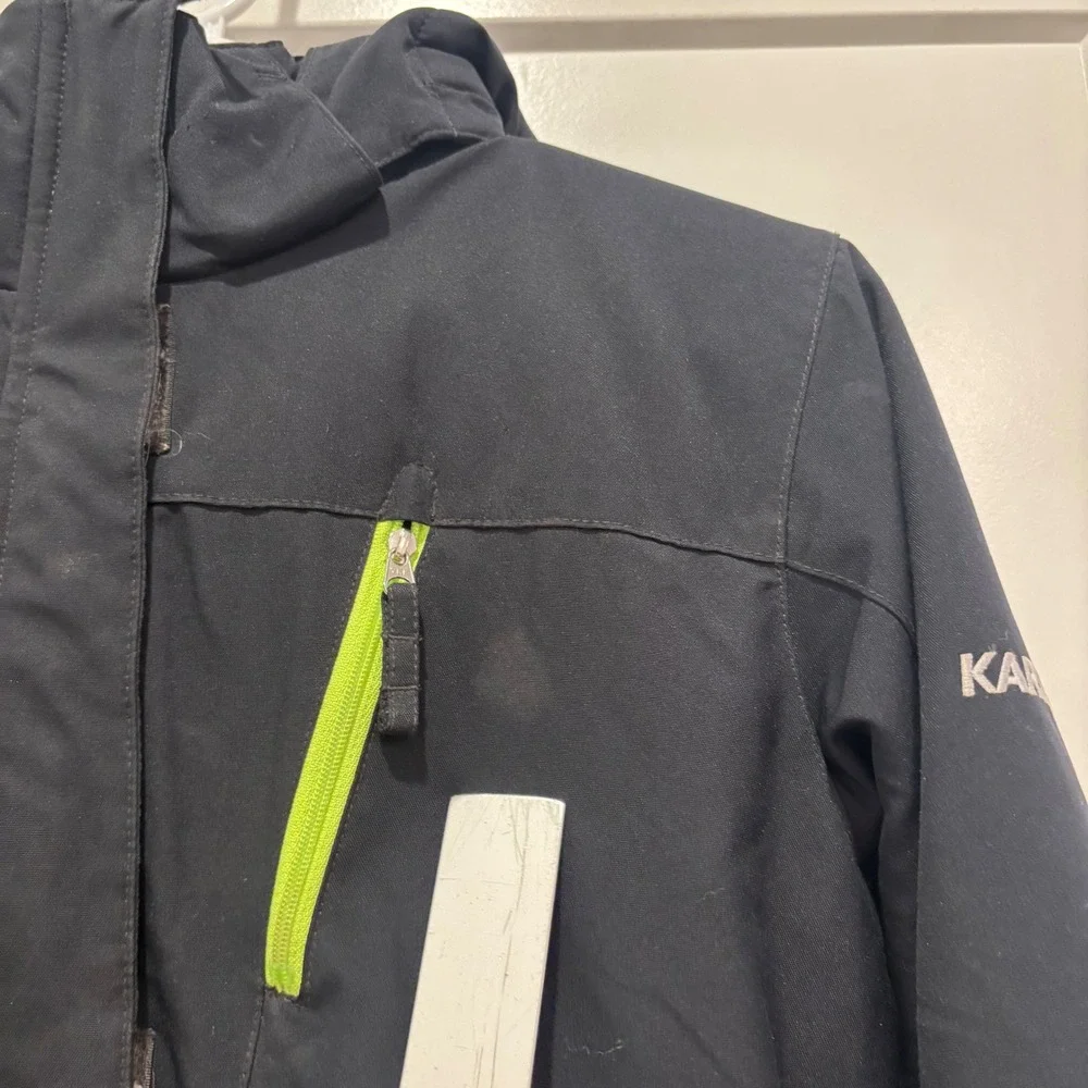 Karbon Kids Black Neon Lime Green Insulated Ski Jacket Winter Coat Size 12